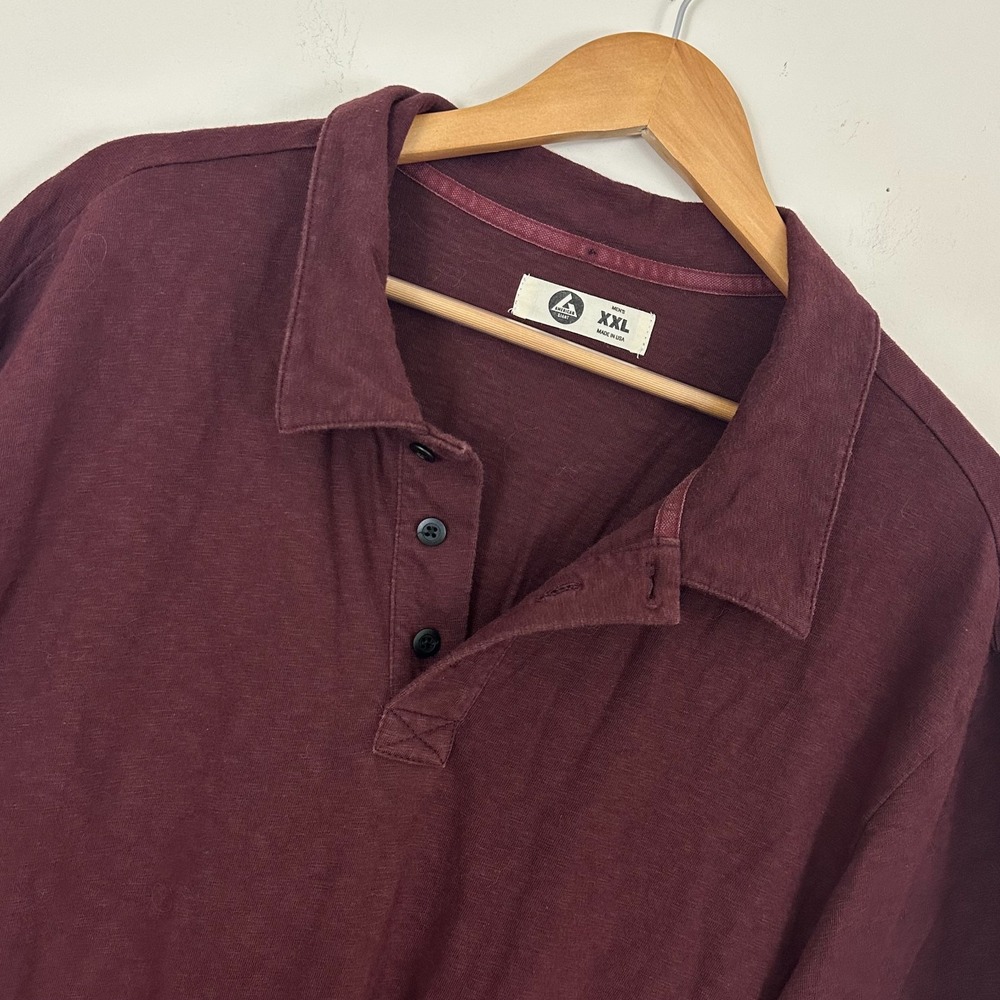 American Giant Polo Shirt Maroon Cotton Short Sleeve Performance Golf Mens 2XL